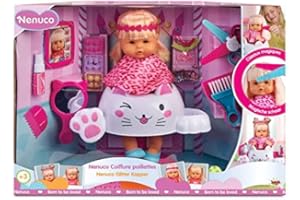Nenuco - Bambola da parrucchiere con molti accessori (forbici, pettine, specchi, elastici, orchel...)