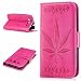 Produktbild Lonchee Samsung Galaxy S3 / I9300 (4,8 Zoll) Wallet Tasche Brieftasche Schutzhülle , Ahornblatt geprägtes Muster Design Hochwertige PU Leder Folio Tasche Case Hülle im Bookstyle mit Standfunktion Kredit Kartenfächer (Rose Rot)