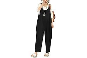 MORBUY-SHOP Elegante Petos de Pantalones Largo Casual para Mujer, Morbuy Verano Lino Baggy Harem Mono Suelto Moda Bolsillos Overoles Jumpsuit Tirantes Playa Fiesta Oficina Pantalón