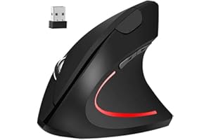 GADIRIA Ratón Ergonómico Vertical - Ratón Inalámbrico 800/1000/1200 dpi, 2.4GHz, Microrreceptor USB, Iluminado, para Ordenador, PC, Laptop, Desktop, Portátil, Mac- Negro