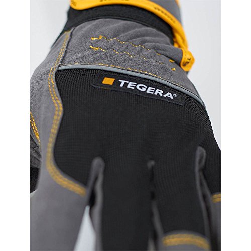 Ejendals Handschuh „Tegera 9220“ aus Synthetikleder, Größe 11, 1 Stück, schwarz / grau / gelb, 9220-11 - 3