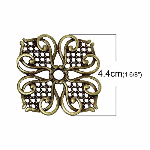 5 filigrane Deko-Ornamente, Verzierungen, Blume, 4,4 x 4,4 cm bronze - 2