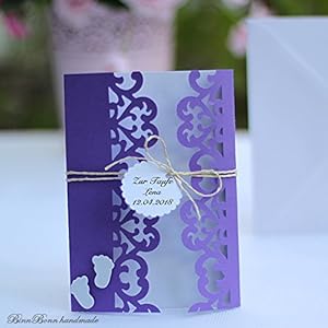 8 Einladungskarten Einladung Taufeinladungen zur Taufe Babyparty Mädchen Handarbeit binnbonn