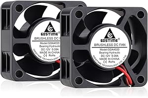 GDSTIME DC 12V 40mm x 20mm Cooling Fan 2-Pin 40mm Brushless Fan Cooler 2PCS 40mm x 40mm x 20mm