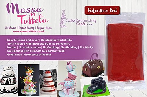 Massa Taffeta | Fondant | Sugarpaste | Ready Rolled Icing | Cake Craft | Valentine Red (5 KG)
