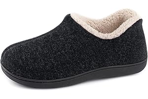 ULTRAIDEAS Women's Cozy Memory Foam Closed Back Slippers with Warm Fleece Lining, Wool-Like Blend Cotton House Shoes with Anti-Slip Indoor Outdoor Rubber Sole