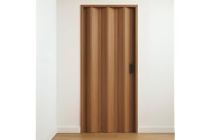 ROLLPLAST PINTO Puerta plegable interior PINTO, modelo estándar extra, en PVC, reversible y ajustable, para bricolaje, fabricada Italia, decoración del hogar, nogal, 83 x 214 cm