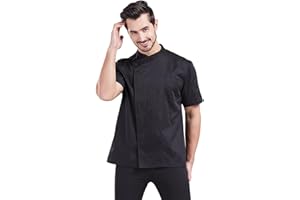 Nanxson Manteau de Chef pour Hommes, Veste de Restaurant Sheeve Courte, Uniforme de Chef de Cuisine,CFM0066