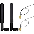 WayinTop 2Set 8dBi 2.4GHz 5GHz Dual Band Wireless Network WiFi RP-SMA Male Antenna + 20cm U.FL/IPEX to RP-SMA Female Pigtail Cable for Mini PCIe Card Router Repeater Desktop PC FPV UAV Drone PS4
