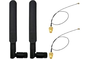 WayinTop 2 Set 8dBi WiFi RP-SMA Weiblich Antenne Dual Band Drahtlose WLAN Netzwerk 2,4GHz 5GHz 5,8GHz + 20cm U. FL/IPEX zu RP-SMA Weiblich Pigtail WiFi Kabel für Router Mini PCIe Karten
