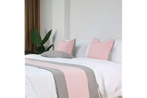 WYHQL Double Color Patchwork Bed Runner Bed flag Hotel Luxurious Bedding Bedroom Decorative Scarf Cushion Covers (Color : Pink, Size : 48x210cm (for 1.5m bed))