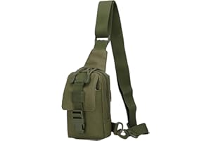 QIYUANT Mini Bolsa Bandolera Militar Táctica Bolsa de Pecho Pequeña Hombre Mujer Bolso Cruzados Impermeable Oxford 800D para Correr Camping Senderismo Ciclismo Deportiva - Verde Militar