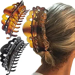 ACCGLORY Large Plastic Hair Claw for Women Big Hair Clips for Long Thick Hair