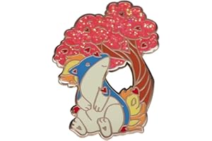 CHICHENGNIAN Niedliche Cartoon-Quilavas und Kirschbaum-Anstecknadel aus harter Emaille, Kawaii-Flammen-Elfen-Brosche, Anime-Fans, Geschenk, Jacke, Revers, Schmuck, Legierter Stahl