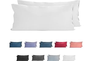 Komfortec örngott i 100% bomull, set med 2 40 x 82 cm, supermjukt premium jersey örngott 150 g/m², kuddöverdrag, vit, kmf örn