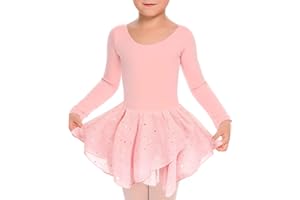 TUONROAD Girls Ballet Dress Kids Long Sleeve Cross Straps Ballet Outfit Gymnastics Leotard Costume Dancewear with Skirt 3-10 Years