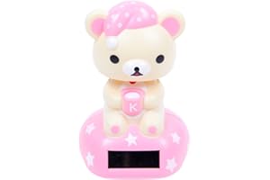 Alsino Wackelfigur Auto Solar Solarfigur Solartiere Solarbetriebene Figuren Autodeko Wackel Tiere, wählen:SB-27 Bär mit Mütze rosa