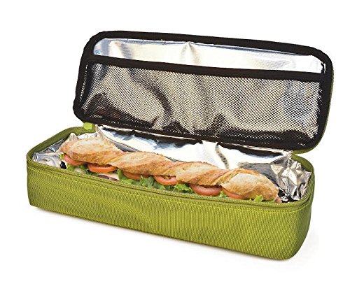 LUNCHBAG SNACK XL BAGUETTE VESPERTASCHE KÜHLTASCHE WÄRMETASCHE AUFBEWAHRUNG FRISCHHALTETASCHE (Grün)