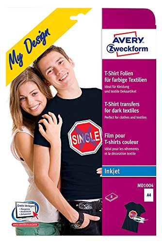 Avery Zweckform MD1004 Textilfolien für farbige Textilien A4, 210 x 297 mm (3 Packungen = 24 Blatt)