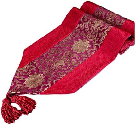 Nasis Easten Style Decorative Table Runner for Living Room AL8151 (32x200cm, dark red)