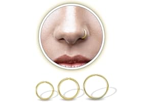 HY DOT 3pcs Gold Nose Ring Piercing Jewellery for Women, Gold Nose hoops Snug + Super Snug Nose Ear Lip ring Tragus Septum Rings 6mm 8mm 10mm, 20g Surgical Steel Hypoallergenic