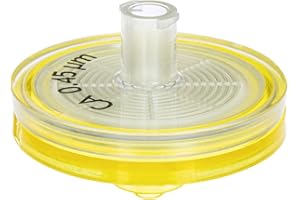 GVS Filter Technology, Syringe Filter, ABLUO, 25mm, CA Membrane, 0.45µm, Acrylic Housing, Yellow Color, 10/pk