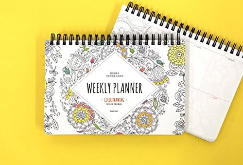 "Color Drawing" Colouring Weekly Monthly Planner - Colouring book Planner, Scheduler (Weekly Planner_7.32"x4.92"x0.39")