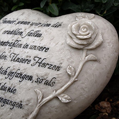 Immer wenn wir von dir erzählen, fallen Sonnenstrahlen in unsere Seelen. Grabschmuck Trauerherz mit Trauerspruch. Durchmesser 18cm - 2