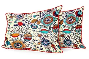 DreamVio Jute Fabric Printed Decorative Pillow/Throw/Cushion Covers for Living Room, Bed Room, Sofa,Chairs,Pillow Cases, Pillow Covers Set of 2, Size 12x18 Inches Style33