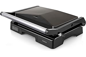 BLACK+DECKER - Griglia Elettrica BXGR1000E | 1000W | Piastre 23x14,5 cm | Manico a Tocco Freddo | Regolazione Automatica | Sistema di Sicurezza