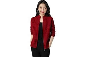 Alloaone Damen-Strickjacke Mit Langen Ärmeln Und Reißverschluss