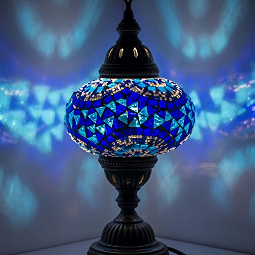 Tischleuchte Mosaik – Tischleuchte Mosaik Türkische Handarbeit mit Laterne Mosaik Marocaine, Basis aus Bronze, Tischleuchte, Einheitsgröße für die Dekoration von Ihr Zimmer von TK Bazaar