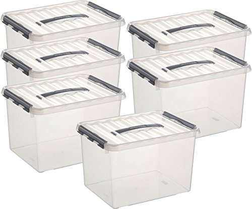Aufbewahrungsbox - 6 Boxen à 22 Liter im Set / 40 x 30 x 26 cm mit Clic-Verschluß und Tragegriff