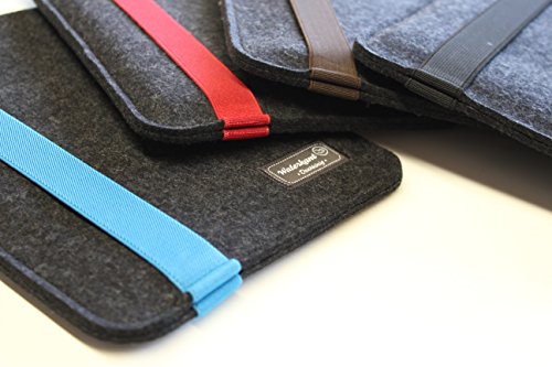 Waterkant Deichkönig Strap Wollfilz Tasche für iPad Pro, Sleeve in Grau mit schwarzem Gummiband - 4