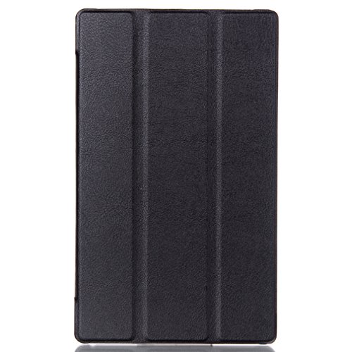 LMAZWUFULM Hülle für Lenovo Tab 3 8 (TB3-850F / TB3-850M) / Tab 2 A8-50 (8.0 Zoll) PU Leder Ultra Dünn Tri-Faltbar Lederhülle Custer Design im Bookstyle mit Stent-Funktion und Karten Slot Schutzhülle Ledertasche Flip Cover für Lenovo Tab 2 A8-50 / Tab 3 8 (TB3-850F / TB3-850M) (8.0 Zoll) Tablet-PC Schwarz