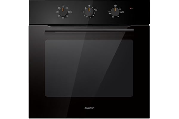 Comfee' CBO60M80M1-BK Four encastrable de 60 cm, 60 litres, avec 8 fonctions, frire à air, la cuisson en plusieurs phases, la porte amovible, facile à nettoyer, netoyage à la vapeur, Noir