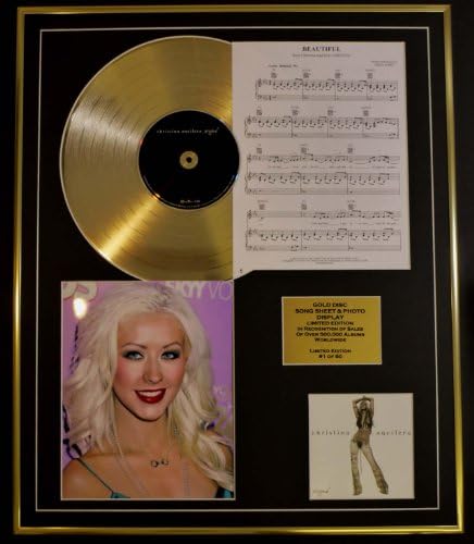 CHRISTINA AGUILERA/CD GOLD DISC, SONG SHEET & PHOTO DISPLAY/LTD. EDITION/COA/ALBUM, STRIPPED /SONG SHEET, BEAUTIFUL