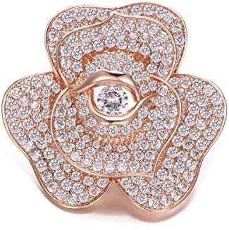 Crystal Brooches Flower Brooch Collar Pin Corsage Decor For Girls Ladies And Women,RoseGold-3.6*3.4cm