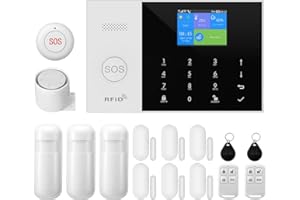XNY Système d'alarme Maison sans Fil 4G, Système de Sécurité Maison Wi-FI avec 120DB Sirène, Contrôle APP, 16 Pièces: Détecteur de Mouvement, Télécommandes, Capteurs de Fenêtre et de Porte, Carte RFID