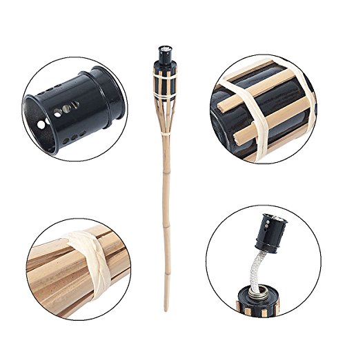 Ectxo 18 x Bambusfackel Gartenfackel Bambus Fackel Gartenfackeln 90cm mit 1 Liter geruchsloses Lampenöl hochgereinigt - 4