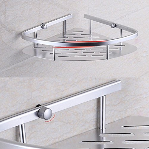 Duschregal hängen Ecke Wandmontage Regal Ecke Duschkorb Aluminiumlegierung mit Eloxierung Finish Doppelte Hängeablagen Halterungen Badezimmer Organizer Winkel Speicher Rack - 4