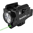 SecurityIng Pistol Green Beam Sight LED Light Combo, 800 Lumens Strobe USB Rechargeable Compact Rail Mount Tactical Flashlight Gun Light for Picatinny Rail, Battery Included (Green Beam)