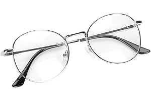 IBLUELOVER Brille Metallrahmen Unisex Brillengestelle Retro 60 er Fensterglas Damen Herren Brillefassung Runde Pantobrille mit Nasenpad Leicht Nerdbrille Ohne Sehstärke Streberbrille Ebenenspiegel
