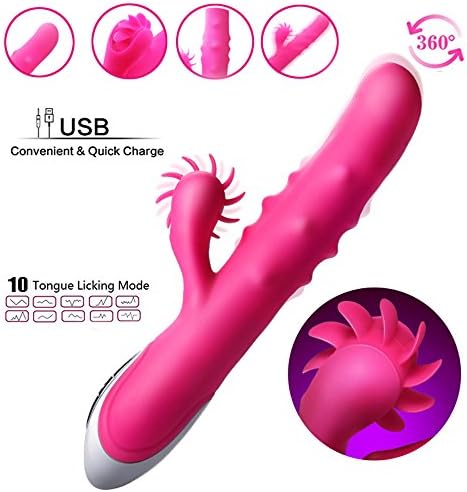 Super Happiness Tongue Vibrato With Impact Function And 10 Vibrating Modes And Silicone USB Charging Vibrating Massager For Adult And Woman Presents (Pink)