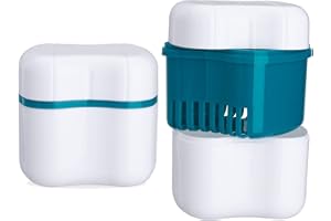 bcenyaz Denture Cleaning Case - Soaking Cup False Teeth Container Denture Storage Case with Strainer Basket for Travel Cleaning Complete Clean Care for Dentures and Clear Braces