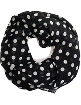ManuMar Loop-Schal für Damen | feines Hals-Tuch mit Punkte Pünktchen Kreise-Motiv als perfektes Sommer-Accessoire...