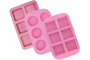 PEKMAR 3Pcs Silikon-Seifenformen, 6 Mulden, Antihaft-Silikonformen in Lebensmittelqualität, Blütenförmige Silikonformen Backform Silikonform Seife, Backform, für Seife, Brot, Schokolade, Gelee, Süßigkeiten