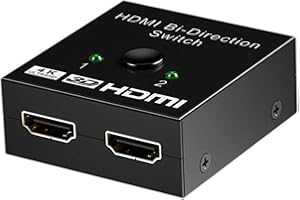 TFUFR HDMI Switch 4K, HDMI Splitter 2 in 1 out or 1 in 2 Out, Bi-Directional HDMI Switcher Supports HDR UHD 3D for PS3/PS4, Xbox, Blu-ray, DVD Player, HDTV