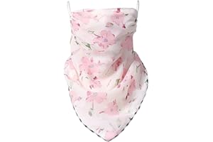 KESYOO Face Scarf Veil Sun Shield Flower Print Mouth Neck Cover for Women Girls Outdoors Riding Hiking (Pink 1)