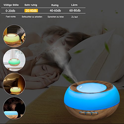 Luftbefeuchter Ultraschall 300ml,GreenClick Luftbefeuchter Humidifier LED Holzmaserung Oil Diffuser Purifier für babay Kinder Schlafzimmer Whonzimmer Büro Aromatherapie usw. - 4